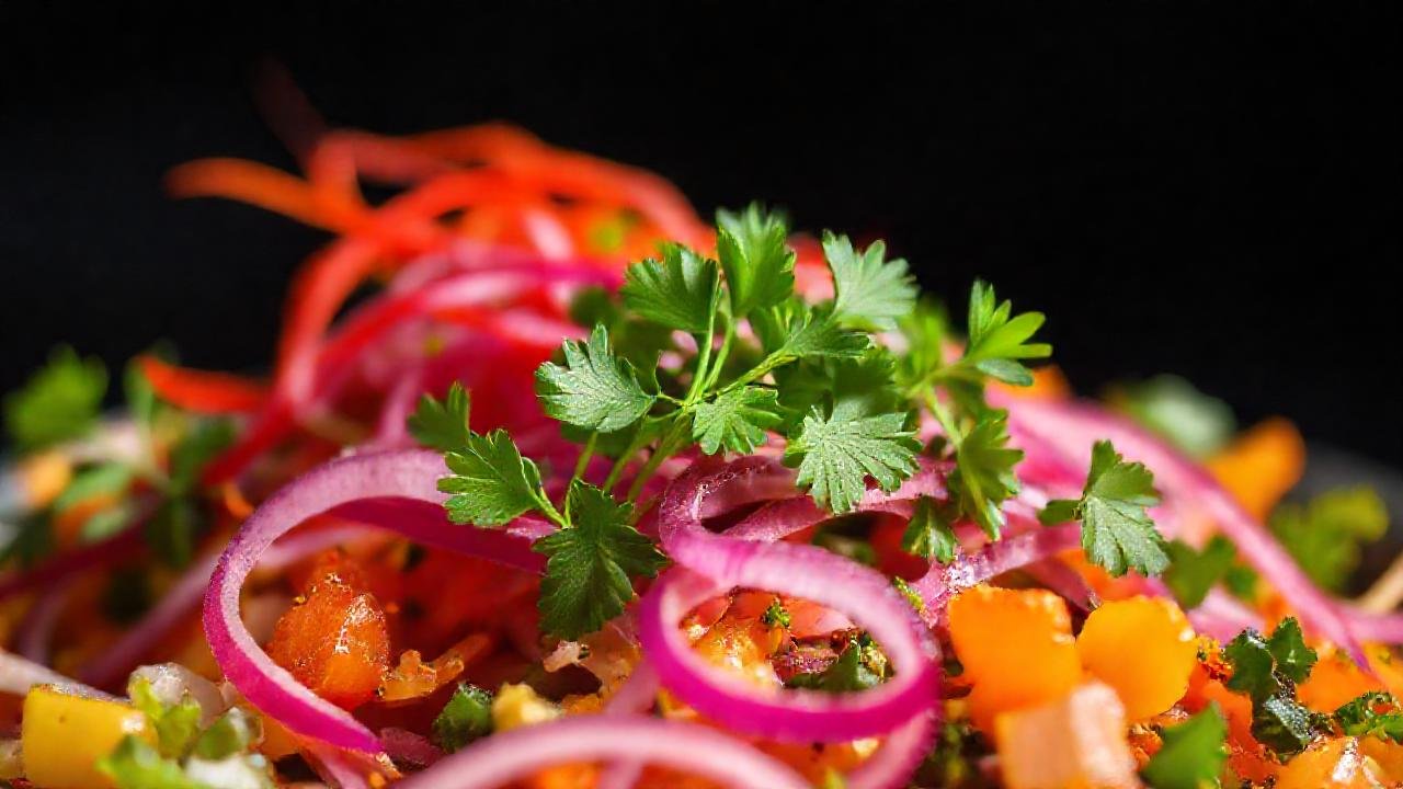 Saludables ingredientes brillan con colores vivos