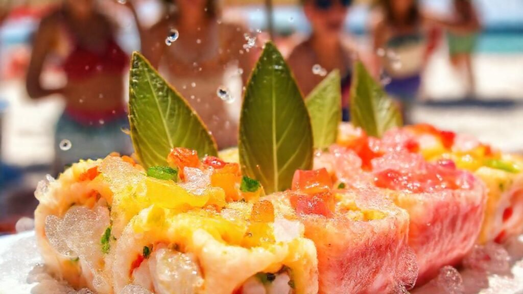 Postres tropicales refrescantes en la playa