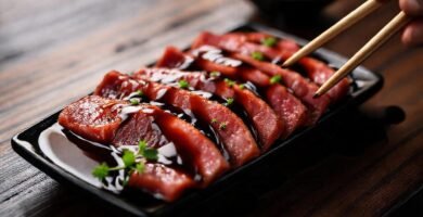 Carne Wagyu con salsa de soya