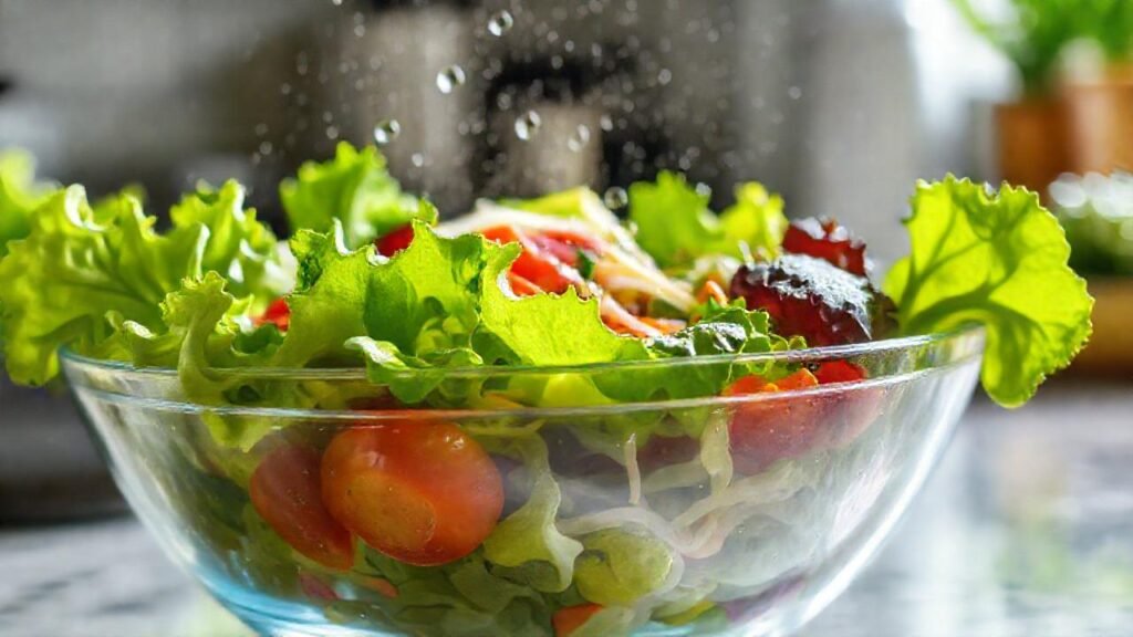 Ensalada fresca y vibrante en cámara
