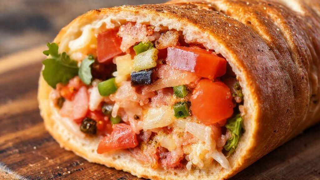 Un rollo de ensaladas frescas y apetitosas