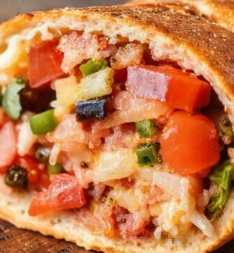 Un rollo de ensaladas frescas y apetitosas