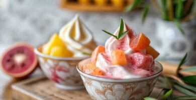 Postre asiático dulce y sereno