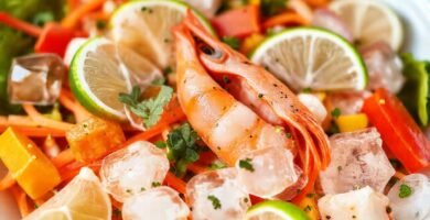 Ensalada de mariscos brillante y refrescante