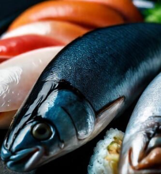 Sushi fresco reluce en un fondo oscuro