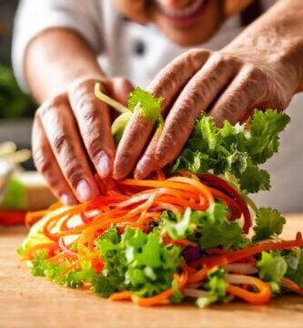 Chef prepara verduras perfectas paso a paso