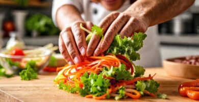 Chef prepara verduras perfectas paso a paso