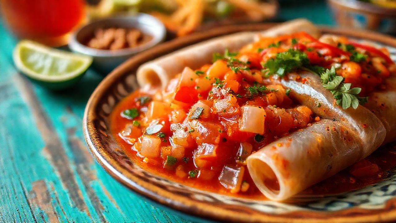 Rollos de primavera con salsa de pescado picante