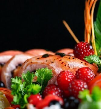 Sushi colorido y fresco en estudio