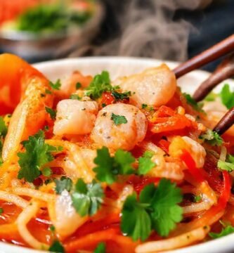 Ensalada de mariscos asiática