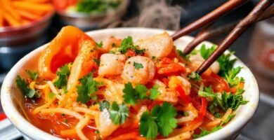 Ensalada de mariscos asiática