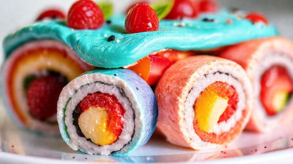 Un postre vibrante y delicioso se exhibe