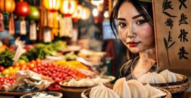 Mercado asiático: colores vibrantes y frescura