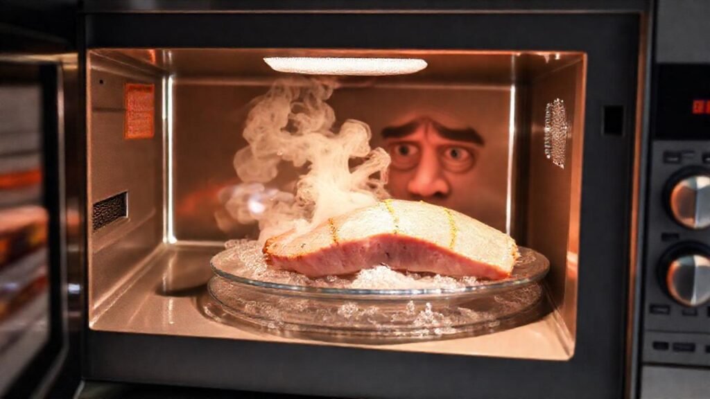 Un plato de atún se cocina en microondas