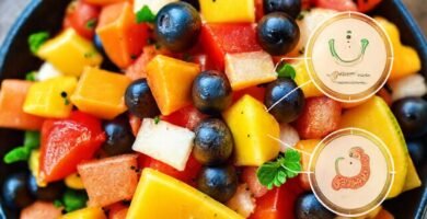 Fruta tropical sana para un estómago feliz