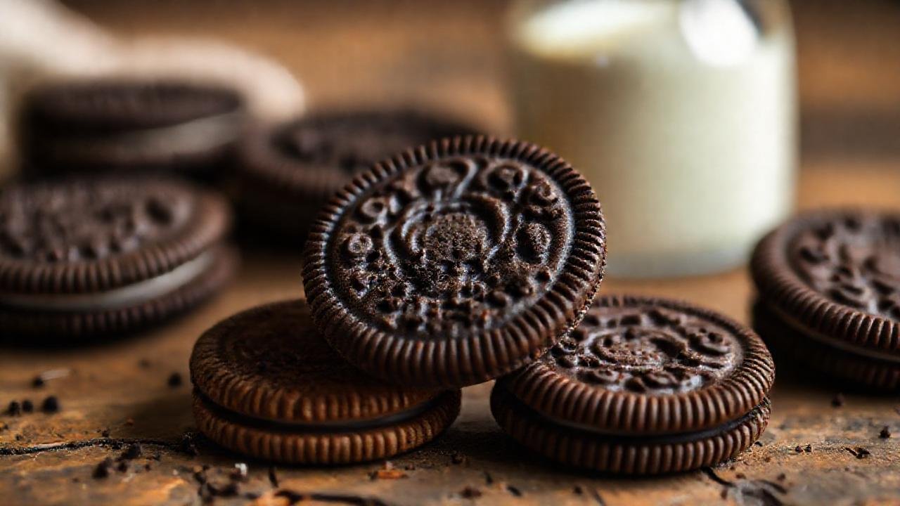 Galletas Oreo apetitosas en fotografía minimalista