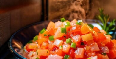 Ceviche vibrante y apetitoso en primer plano