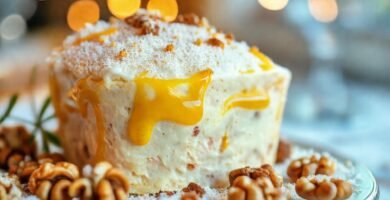 Un postre helado de nueces delicioso