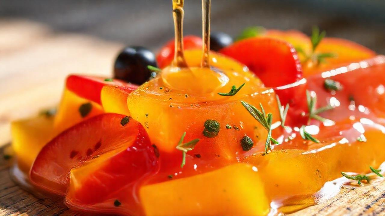 Fruta y miel, texturas apetitosas