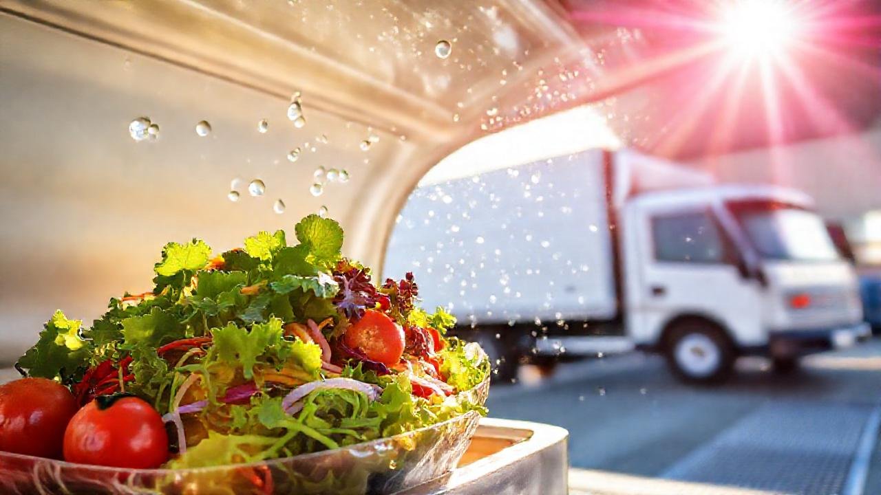 Ensalada fresca, transportada con alegría