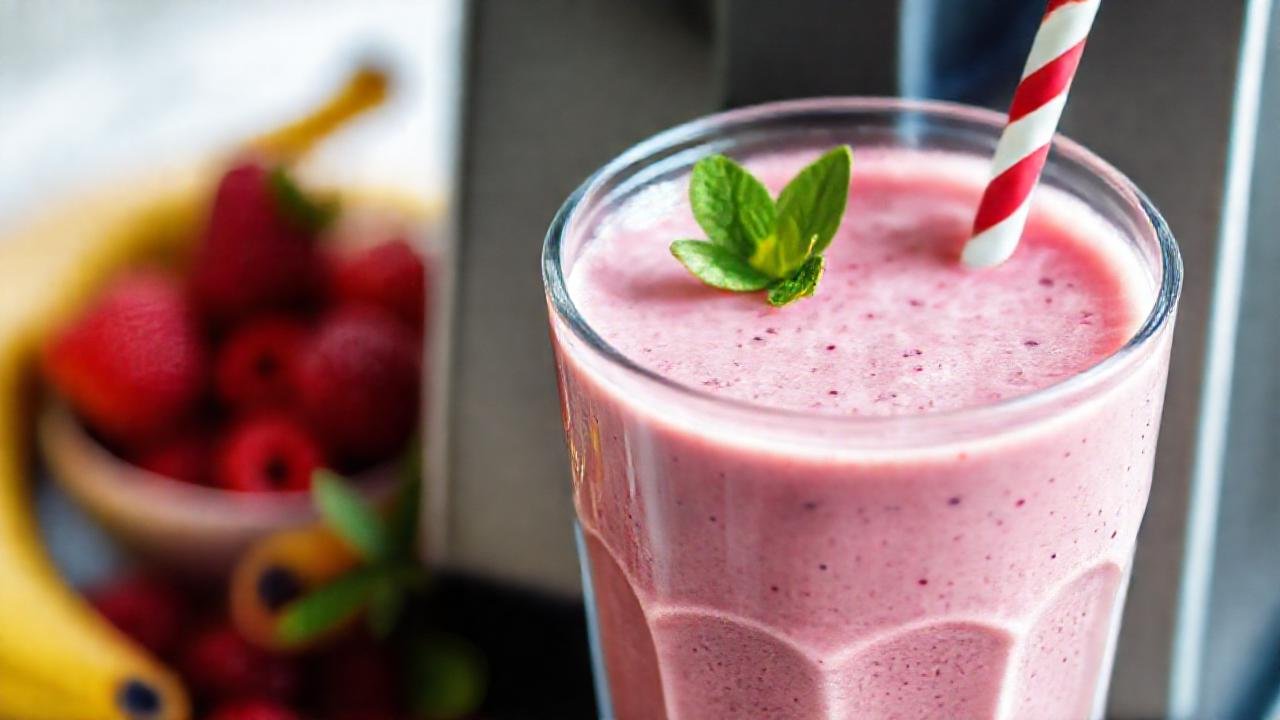 Un batido cremoso y vibrante de bayas