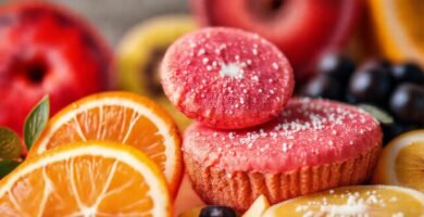 Frutas vibrantes ofrecen postres saludables y atractivos