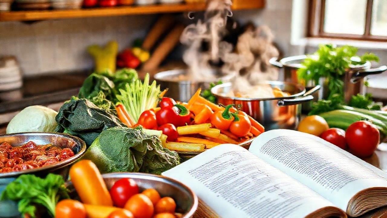 Cocina vibrante y apetitosa en luz cálida