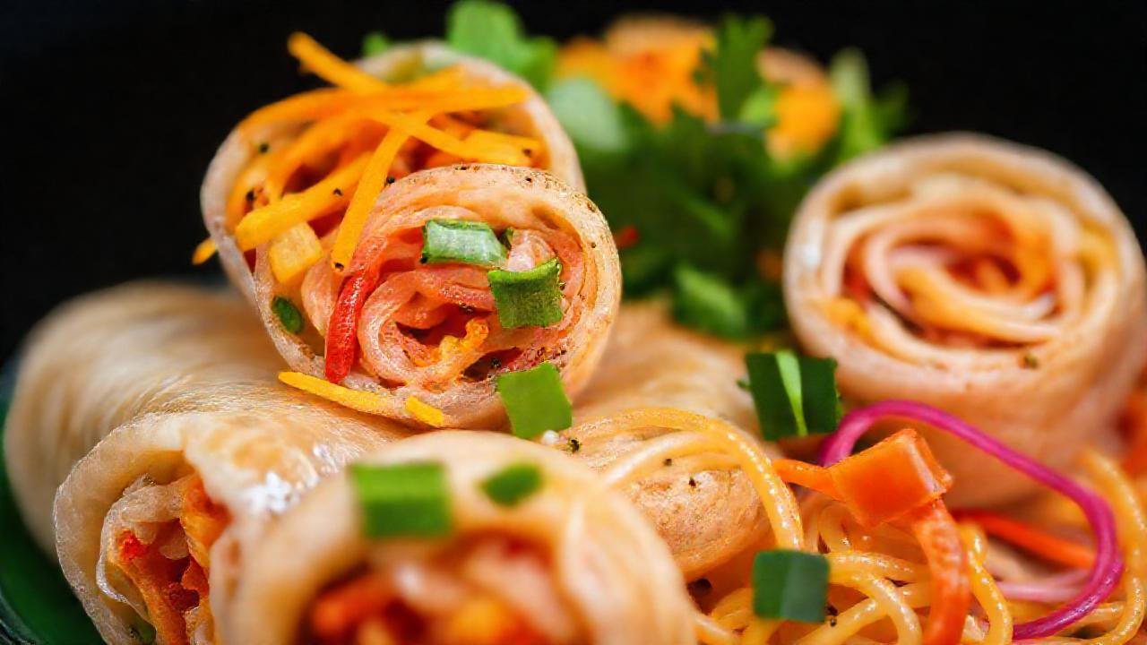 Rollitos coloridos: fotografía de comida apetitosa