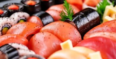 Un sushi moderno y apetitoso brilla