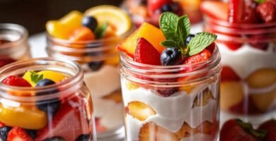 Parfaits frutales: fotografía atractiva y elegante
