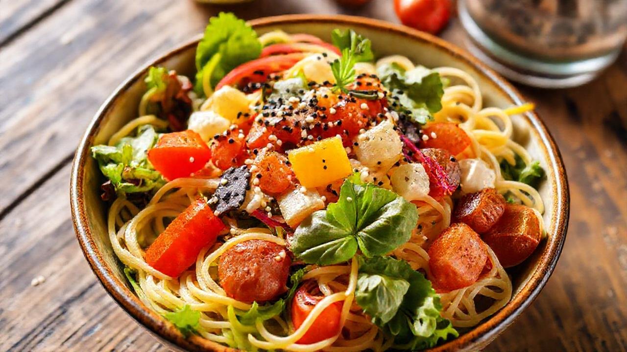 Ensalada colorida y apetitosa en fotografía