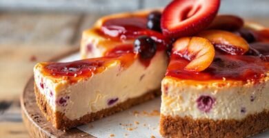 Pastel frío con frutas